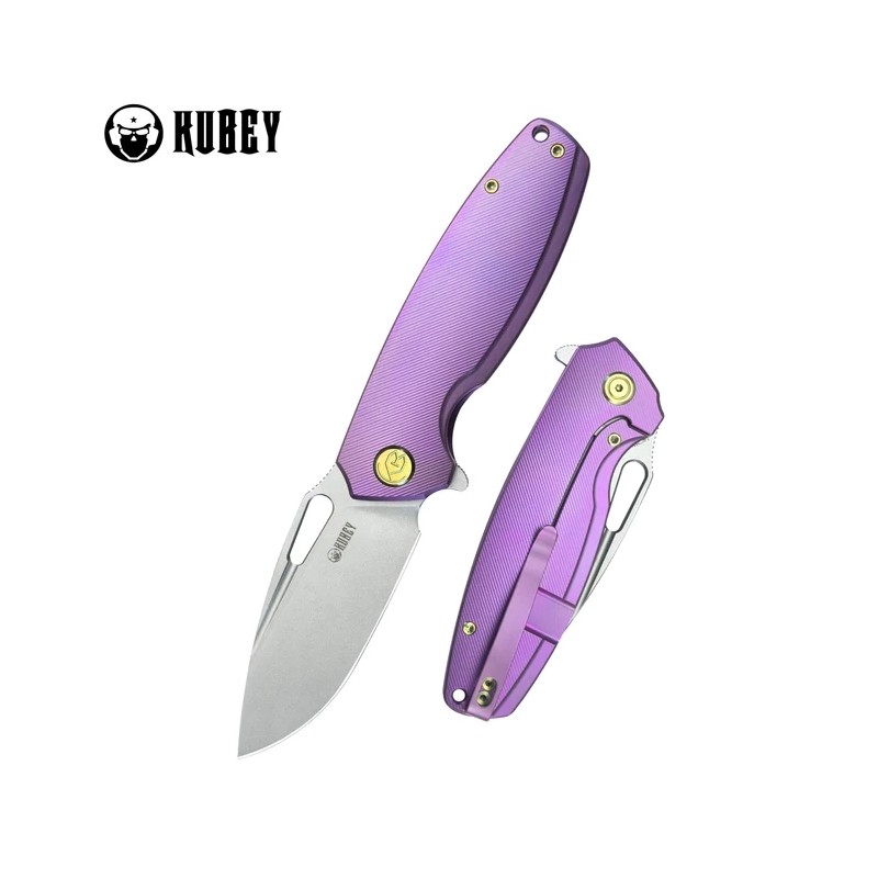 Nóż składany Kubey Tityus Purple Titanium, Bead Blasted 14C28N (KB360C)