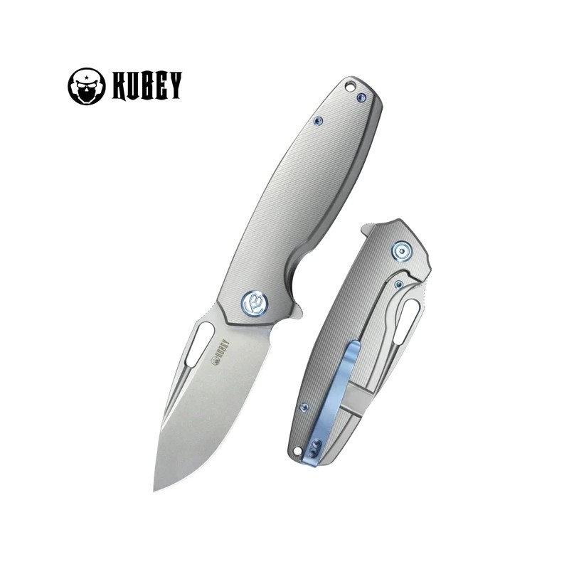 Nóż składany Kubey Tityus Gray Titanium, Bead Blasted 14C28N (KB360A)