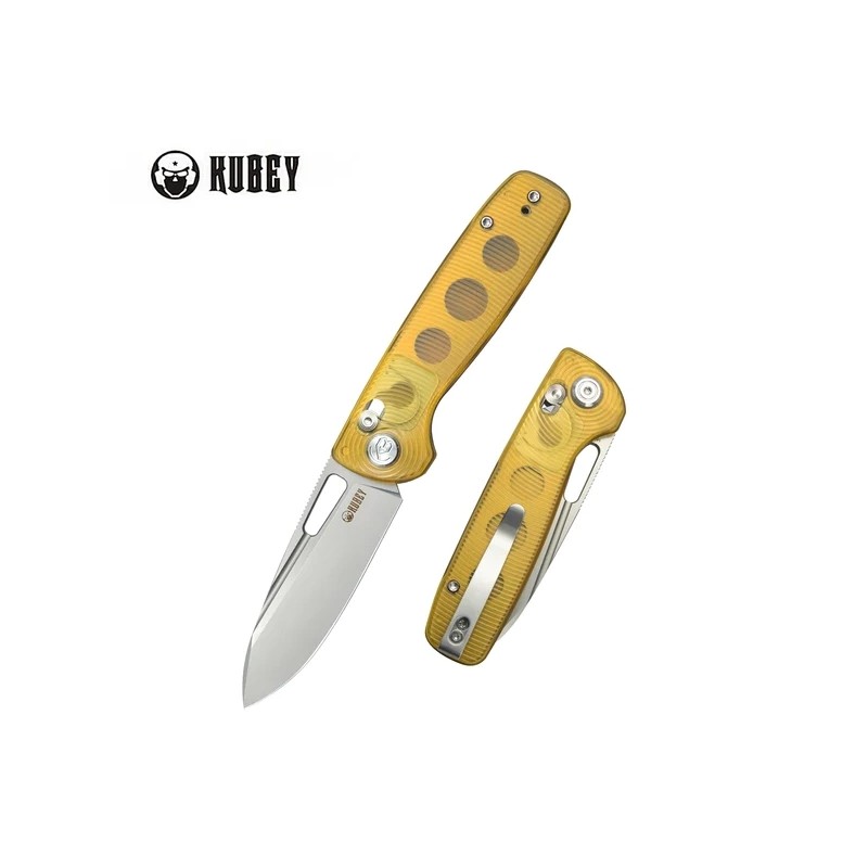 Nóż składany Kubey Bluff Amber Ultem, Sandblasted 14C28N by Garet Caronna (KU248A)