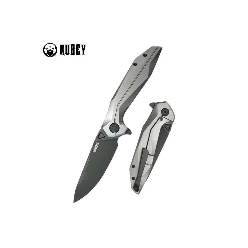 Nóż składany Kubey Nova Frame Lock Gray Titanium, Black Stonewashed 14C28N (KB235E)