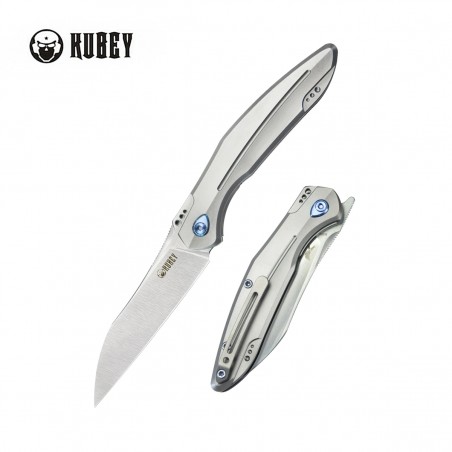 Nóż składany Kubey Barracuda Gray Titanium, Satin M390 by Parsons Bladeworks (KB299C)