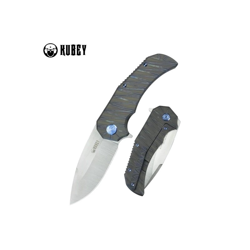 Nóż składany Kubey Bravo One Drop Point Flame Titanium, Satin M390 by Mikkel Willumsen (KB367B)