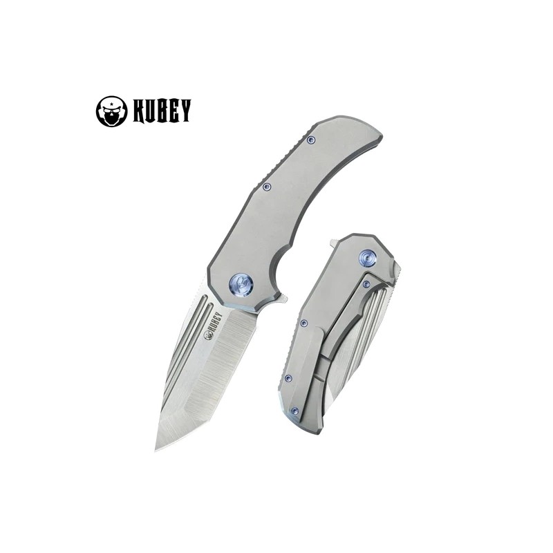 Nóż składany Kubey Bravo One Tanto Grey Titanium, Satin M390 by Mikkel Willumsen (KB366A)