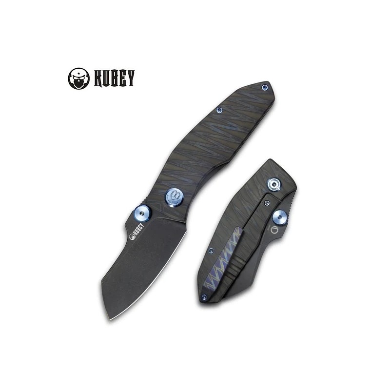 Nóż składany Kubey Monsterdog Flamed Titanium, Black Stonewashed M390 by Dmitry Osarenko (KB285E)