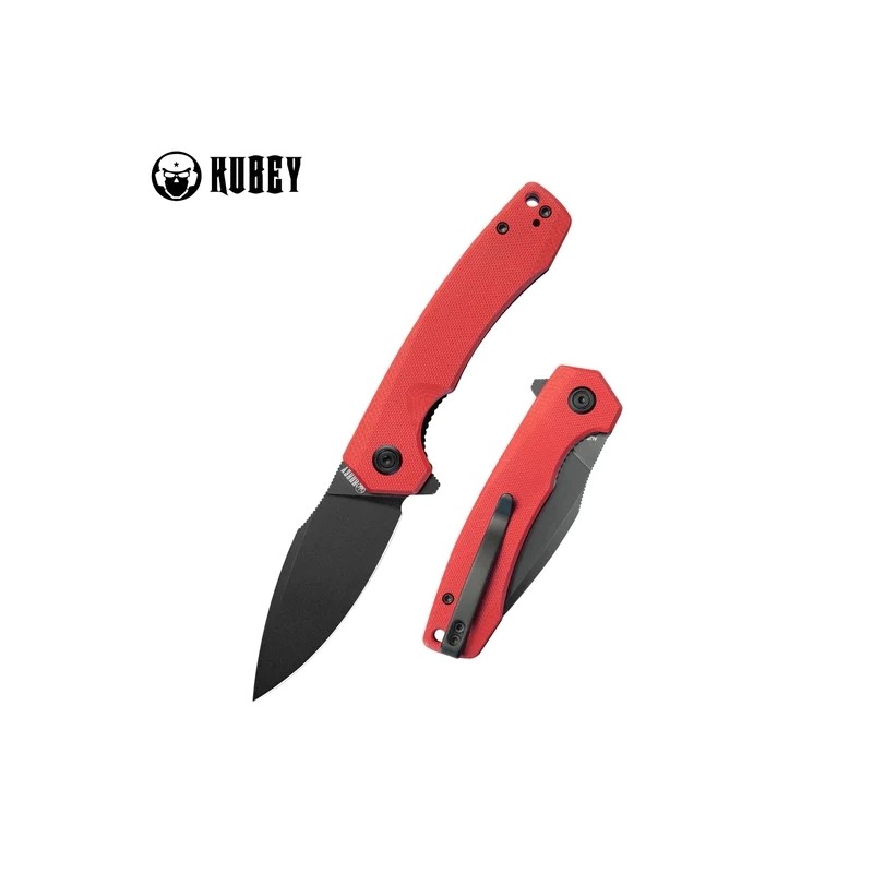 Nóż składany Kubey Calyce Red G10, Black Stonewashed AUS-10 (KU901I)