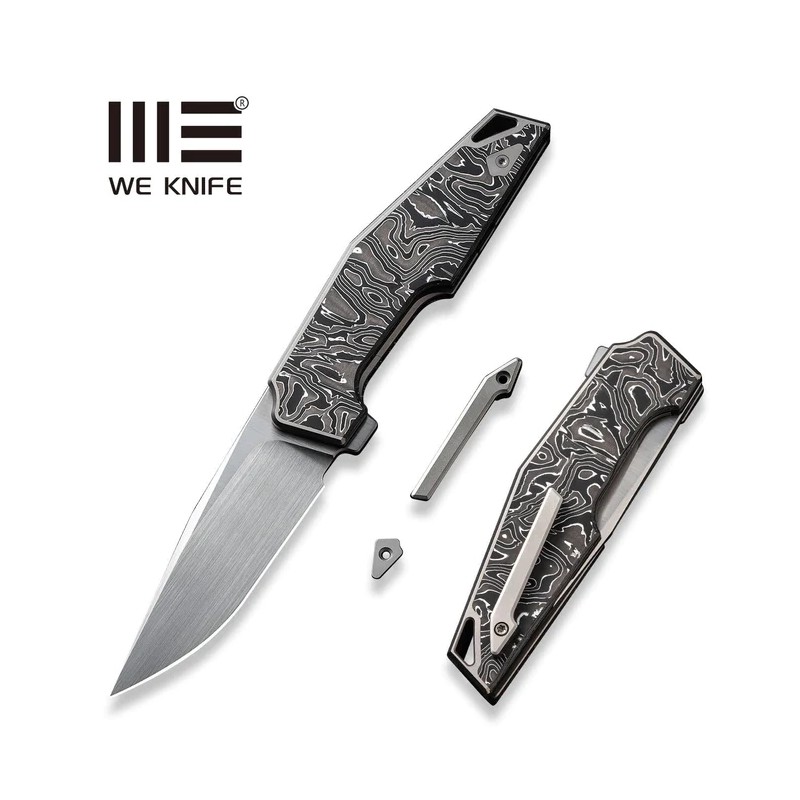 Nóż składany WE Knife OAO Gray Titanium/Aluminum Foil Carbon Fiber, Satin CPM 20CV by Tashi Bharucha (WE23001-1)
