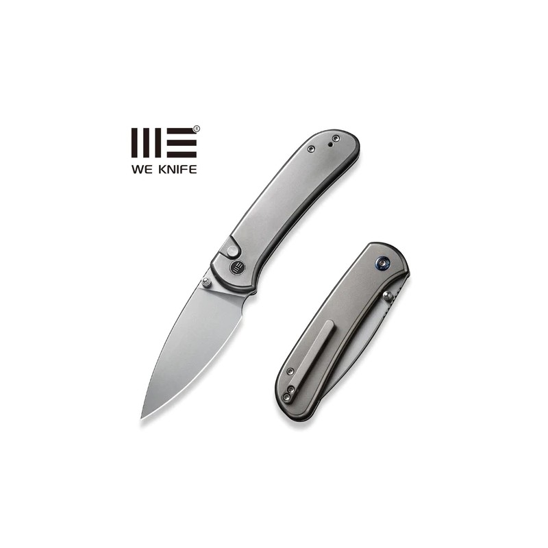 Nóż składany WE Knife Qubit Bead Blasted Titanium, Polished Bead Blasted CPM 20CV (WE22030F-2)