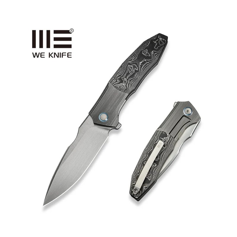 Nóż składany WE Knife Archeozoic Gray Titanium/Aluminium Foil Carbon Fiber, Hand Rubbed Satin M390 (WE23091-2)