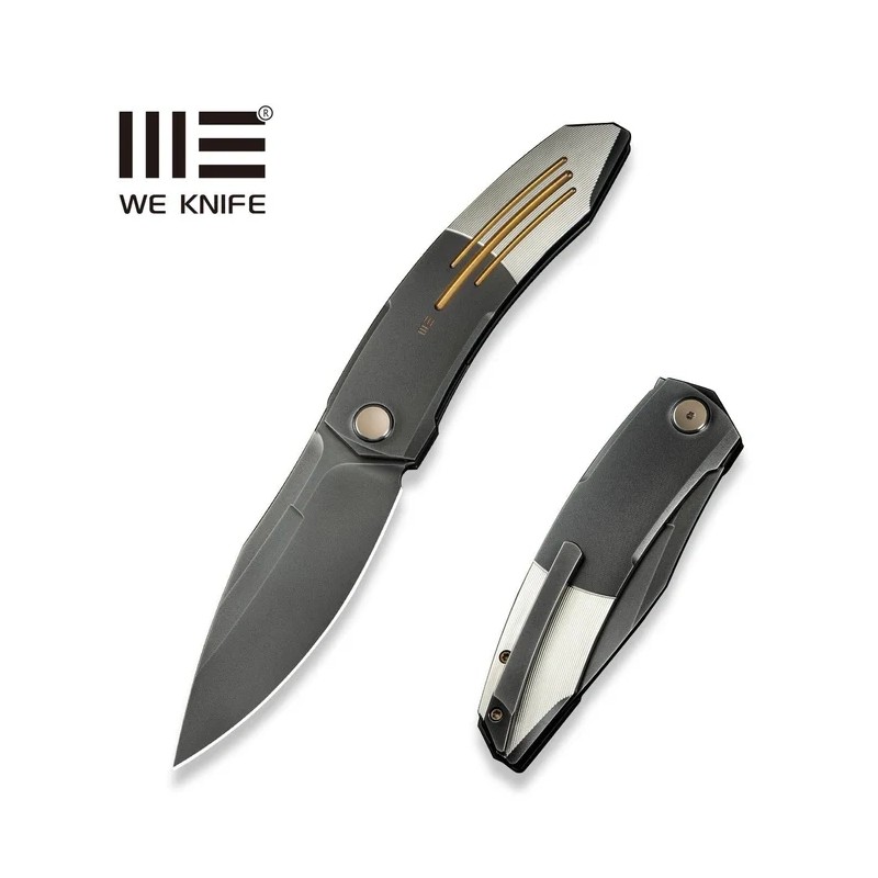 Nóż składany WE Knife Sine Wave Gray/Golden/Satin Titanium, Polished Gray M390 (WE23069B-3)