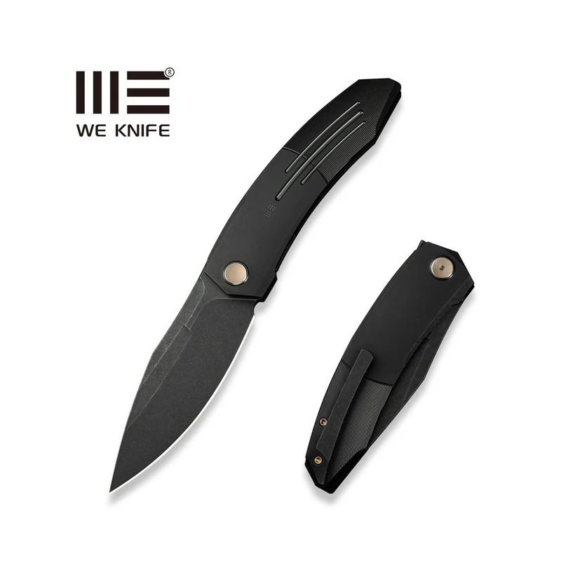 Nóż składany WE Knife Sine Wave Black Titanium, Black Stonewashed M390 (WE23069B-1)