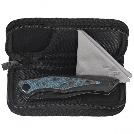 Nóż składany Bestech Togatta Black Titanium/Black-Blue Carbon Fiber, Black Stonewashed M390 by Koens Craft (BT2102H)