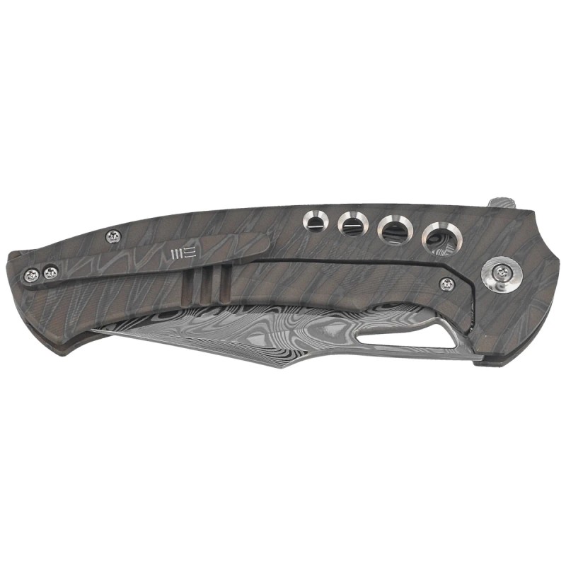 Nóż składany WeKnife Swiftfin Tiger Stripe Titanium, Damasteel Thor (WE23051-DS1)