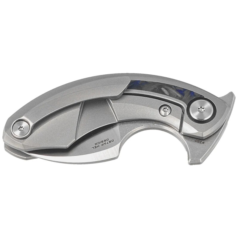 Nóż składany Bestech Strelit Gray Titanium/Black-Blue Marble Carbon Fiber, Satin/Stonewashed M390 by Ostap Hel (BT2103D)