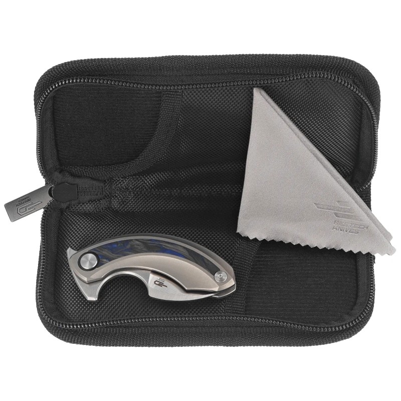 Nóż składany Bestech Strelit Gray Titanium/Black-Blue Marble Carbon Fiber, Satin/Stonewashed M390 by Ostap Hel (BT2103D)