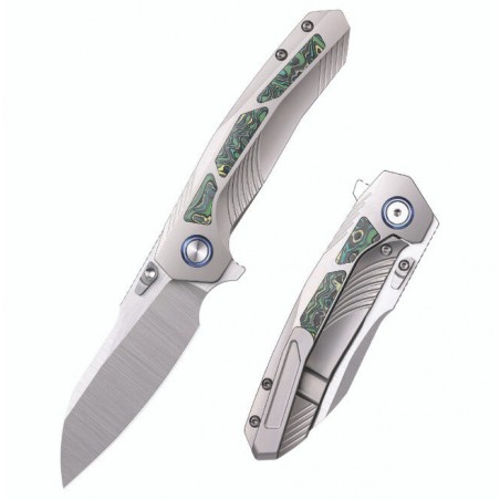Nóż składany Remette Kestrel Gray Titanium/Green Carbon Fiber, Satin CPMS35VN (RTPO-A)