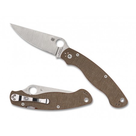 Nóż składany Spyderco Military 2 Brown Canvas Micarta, Satin Cru-Wear by Sal i Eric Glesser (C36MPCW2) Nóż składany Spyderco Military 2 Brown Canvas Micarta, Satin Cru-Wear by Sal i Eric Glesser (C36MPCW2)
