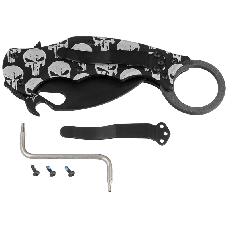 Nóż składany Fox The Skull Karambit Black Aluminium, Black N690Co (FX-599 ALB-5)