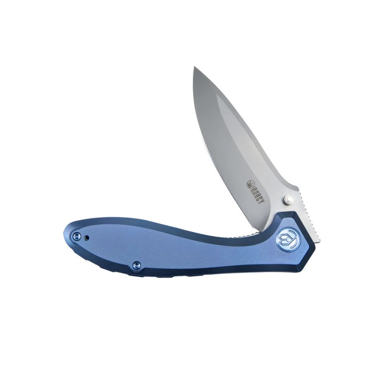 Nóż składany Kubey Ruckus Blue Titanium, Beadblasted CPM 20CV by Sherif Manganas (KB314R)