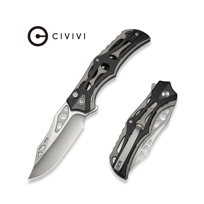 Nóż składany Civivi Biophase Gray Aluminium/Black G10, Satin Nitro-V (C23083C-3)