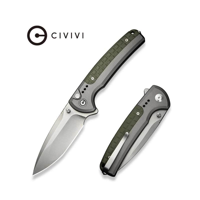 Nóż składany Civivi Sentinel Strike II Gray Aluminium/OD Green FRN, Stonewashed Nitro-V (C22025D-2)