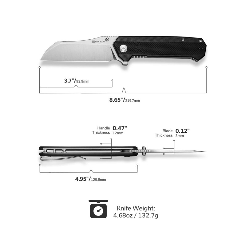 Nóż składany Sencut Draxor Black G10, Satin 9Cr18MoV (S24035-1)