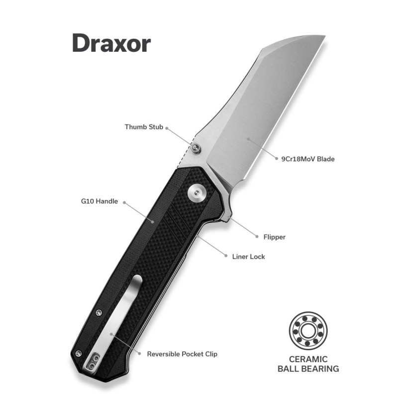 Nóż składany Sencut Draxor Black G10, Satin 9Cr18MoV (S24035-1)
