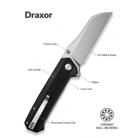 Nóż składany Sencut Draxor Black G10, Satin 9Cr18MoV (S24035-1) Nóż składany Sencut Draxor Black G10, Satin 9Cr18MoV (S24035-1)