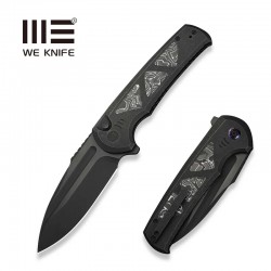 Nóż składany WE Knife Sylox Black Titanium/Aluminum Foil Carbon Fiber, Black Stonewashed/Black Brushed M390 (WE24027-1)