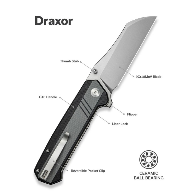 Nóż składany Sencut Draxor Gray/Black G10, Satin 9Cr18MoV (S24035-3)