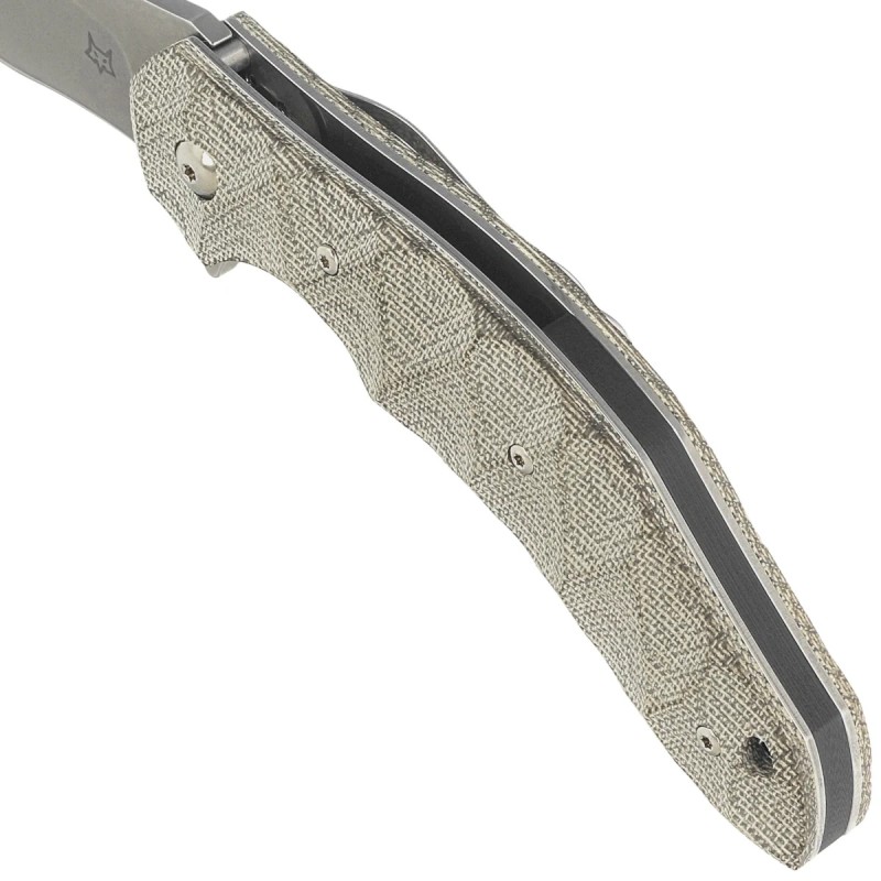 Nóż składany Fox OD green canvas Micarta, Acid stonewashed N690Co by Jens Ansøi (FX-302 MOD)