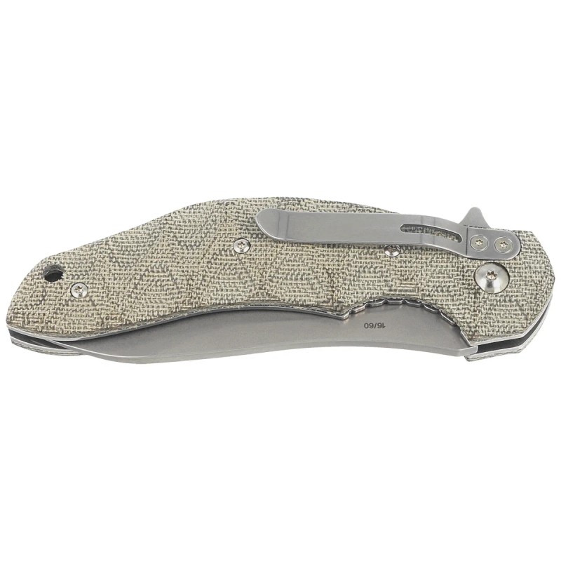 Nóż składany Fox OD green canvas Micarta, Acid stonewashed N690Co by Jens Ansøi (FX-302 MOD)