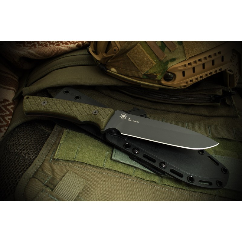 Nóż Spartan Blades Damysus Green Canvas Micarta, Black Powder 1095 Cro-Van by Curtis Iovito (SBSL003BKGR)