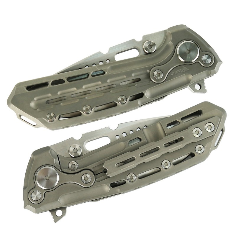 Nóż składany Reate TX228 LE No 018/100 Dark Bead Blasted Titanium, Dark Bead Blasted Titanium Clip, Satin M390 (TX228 TDBB.TDBB.