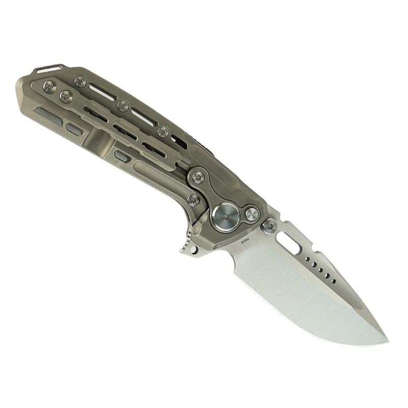 Nóż składany Reate TX228 LE No 018/100 Dark Bead Blasted Titanium, Dark Bead Blasted Titanium Clip, Satin M390 (TX228 TDBB.TDBB.