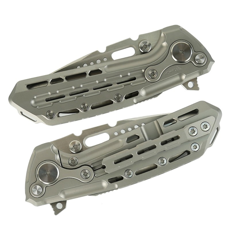 Nóż składany Reate TX228 LE No 084/200 Bead Blasted Titanium, Bead Blasted Titanium Clip, Satin M390 (TX228 TBB.TBB.SAT)