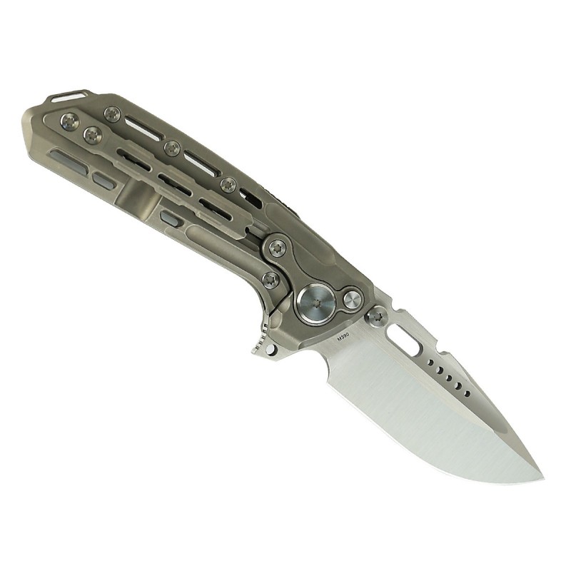 Nóż składany Reate TX228 LE No 017/100 Dark Bead Blasted Titanium, Dark Bead Blasted Titanium Clip, Satin M390 (TX228 TDBB.TDBB.