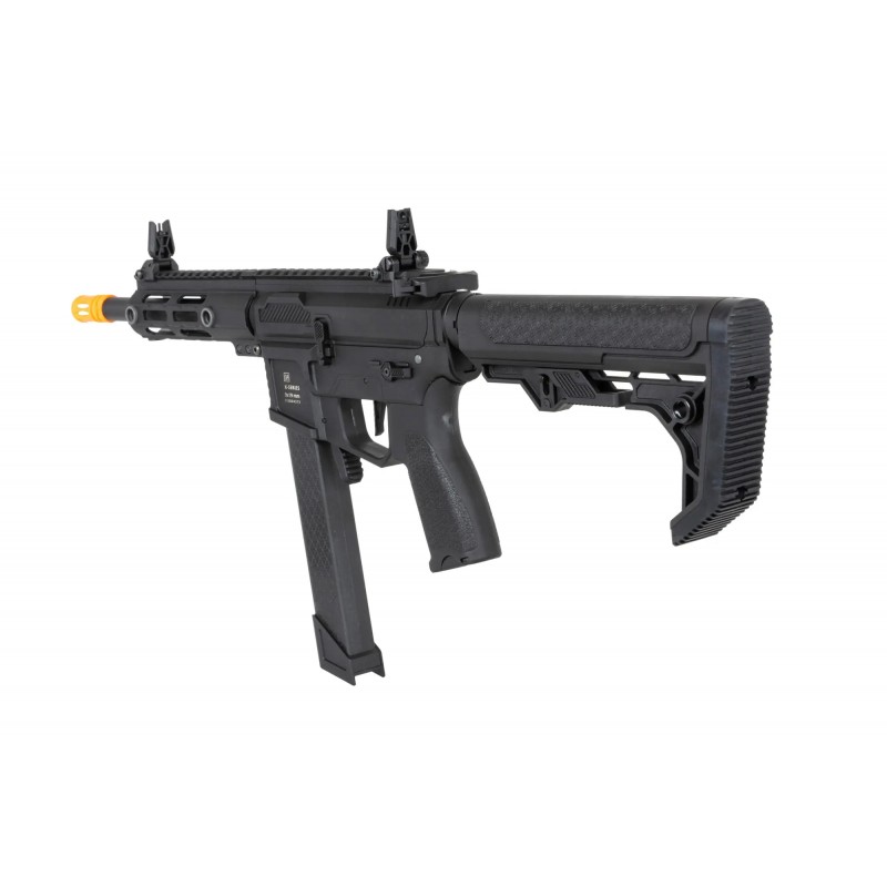 Pistolet maszynowy ASG Specna Arms SA-FX01 FLEX™ HAL ETU Czarny z pomarańczowym urządzeniem wylotowym