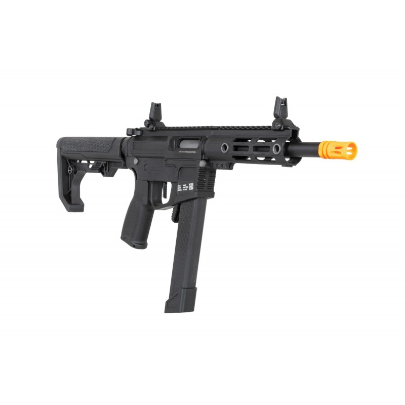 Pistolet maszynowy ASG Specna Arms SA-FX01 FLEX™ HAL ETU Czarny z pomarańczowym urządzeniem wylotowym