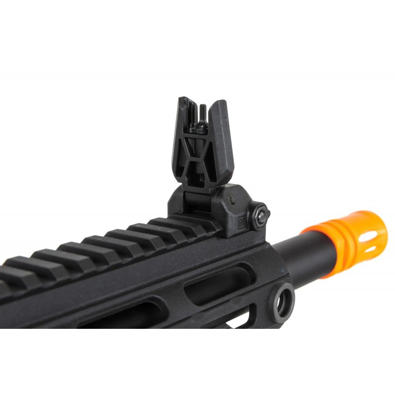 Pistolet maszynowy ASG Specna Arms SA-FX01 FLEX™ HAL ETU Czarny z pomarańczowym urządzeniem wylotowym