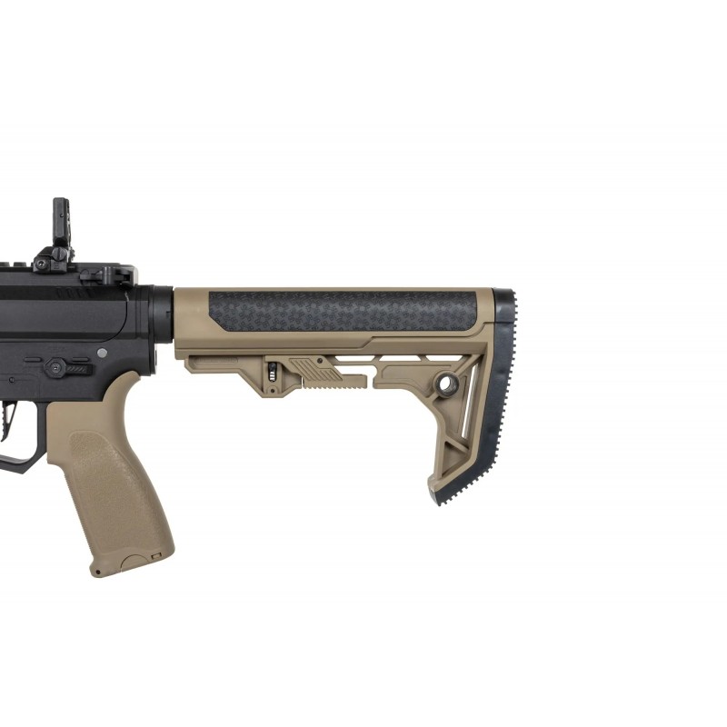 Pistolet maszynowy ASG Specna Arms SA-FX01 FLEX™ HAL ETU Half-Tan z pomarańczowym urządzeniem wylotowym