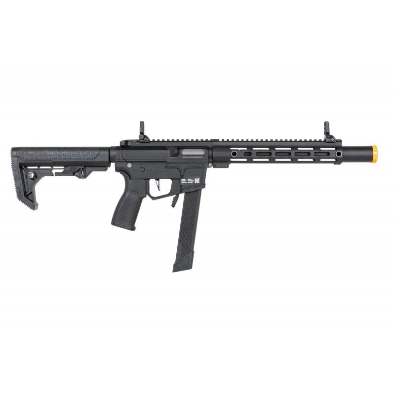 Pistolet maszynowy ASG Specna Arms SA-FX02 FLEX™ HAL ETU Czarny z pomarańczowym urządzeniem wylotowym