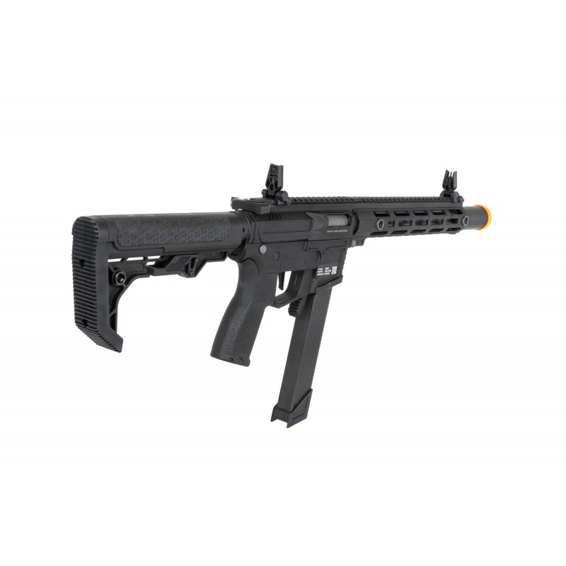 Pistolet maszynowy ASG Specna Arms SA-FX02 FLEX™ HAL ETU Czarny z pomarańczowym urządzeniem wylotowym