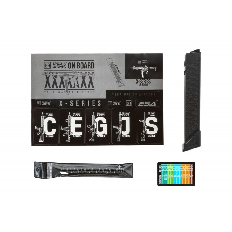 Pistolet maszynowy ASG Specna Arms SA-FX02 FLEX™ HAL ETU Czarny z pomarańczowym urządzeniem wylotowym