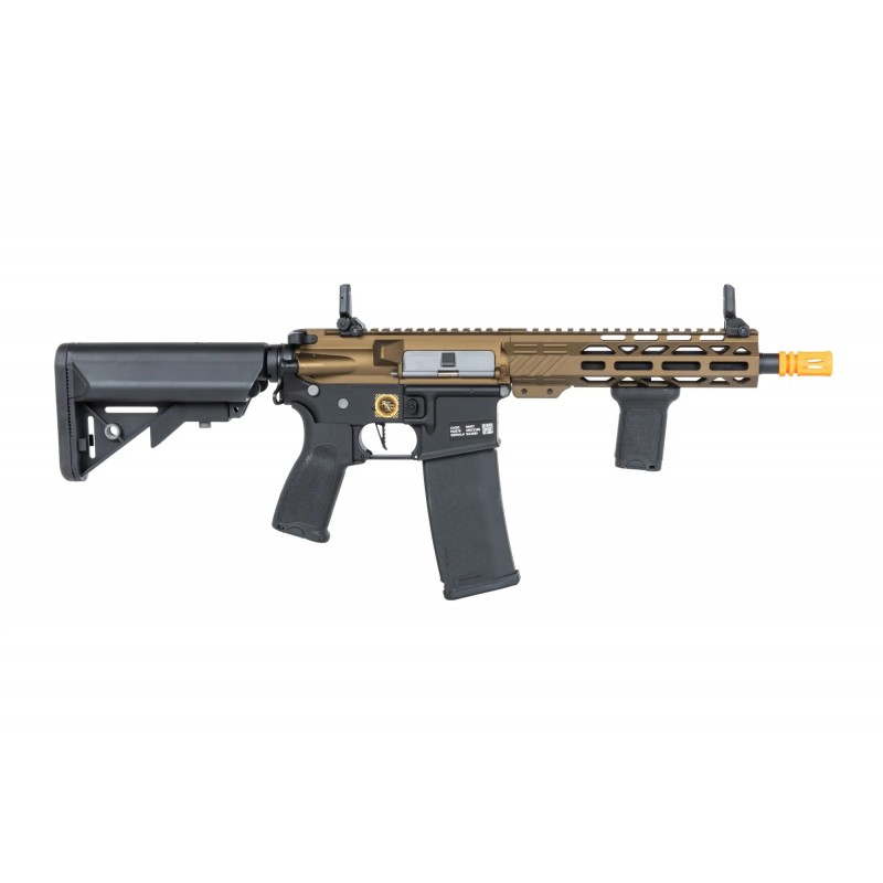 Karabinek ASG Specna Arms RRA SA-E25 HAL ETU™ Chaos Bronze z pomarańczowym urządzeniem wylotowym