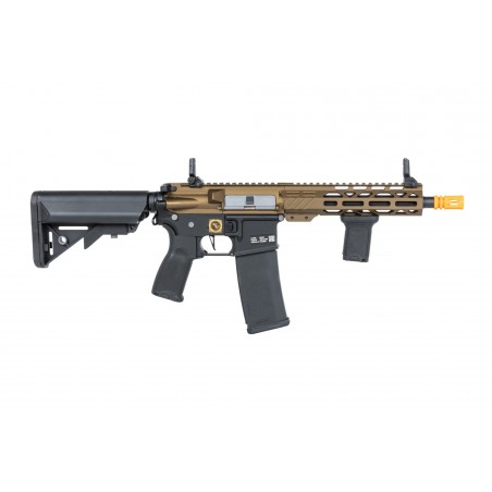 Karabinek ASG Specna Arms RRA SA-E25 HAL ETU™ Chaos Bronze z pomarańczowym urządzeniem wylotowym