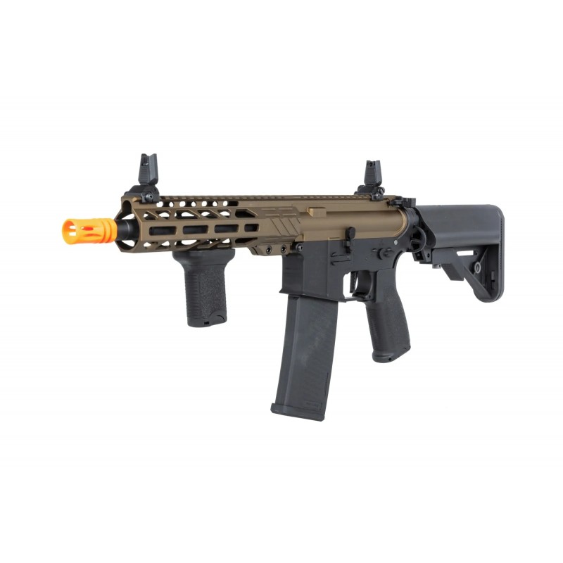 Karabinek ASG Specna Arms RRA SA-E25 HAL ETU™ Chaos Bronze z pomarańczowym urządzeniem wylotowym