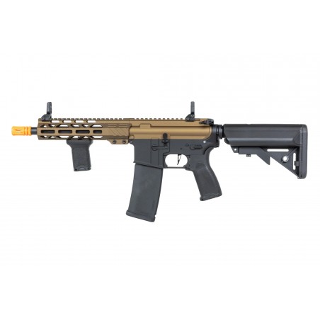 Karabinek ASG Specna Arms RRA SA-E25 HAL ETU™ Chaos Bronze z pomarańczowym urządzeniem wylotowym