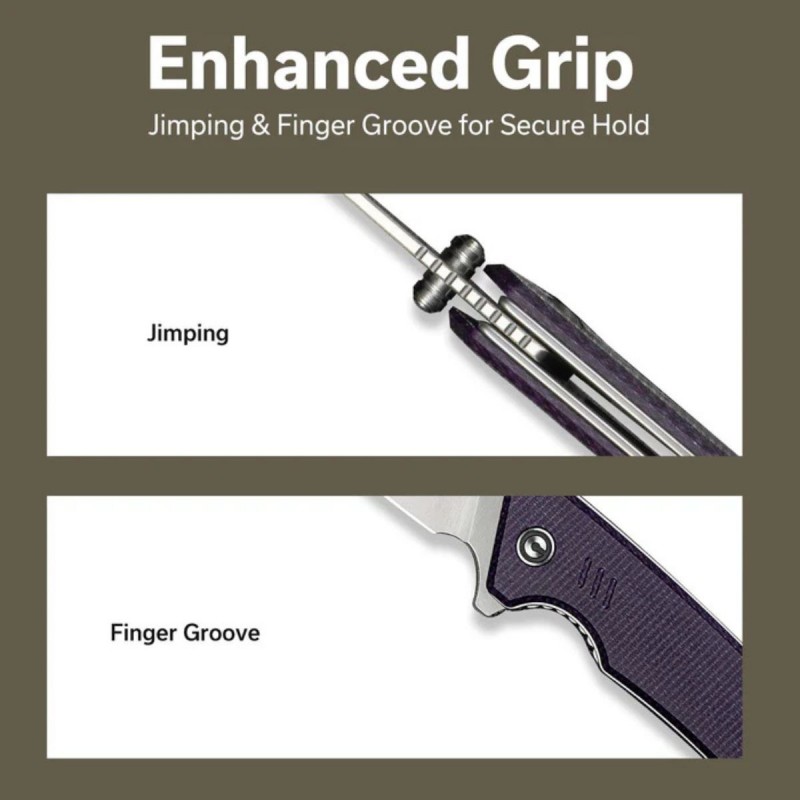 Nóż składany Civivi Merit Purple Canvas Micarta, Satin 14C28N (C24012-3)