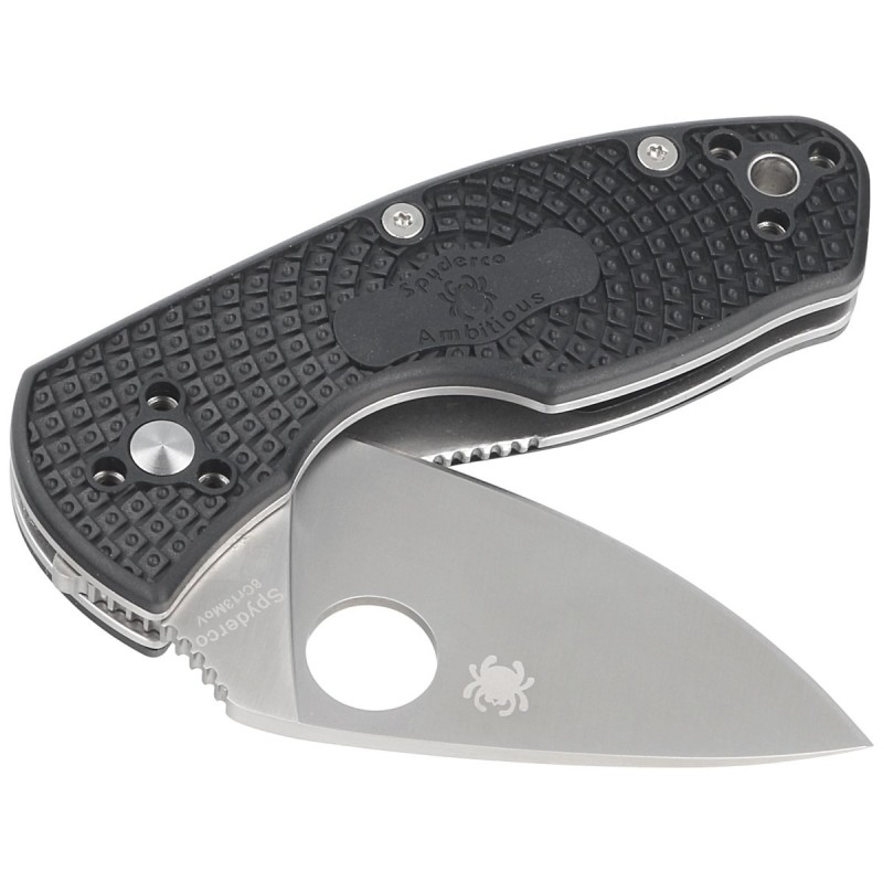 Nóż składany Spyderco Ambitious Black FRN, Plain 8Cr13MoV (C148PBK)