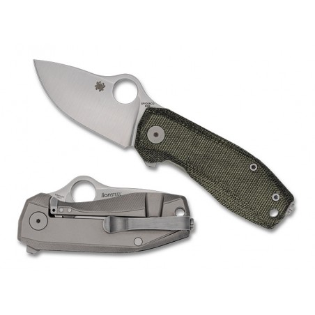 Nóż składany Spyderco SpyNano Flash Batch Green Canvas Micarta/Titanium, Satin M398 (C268MTIP)